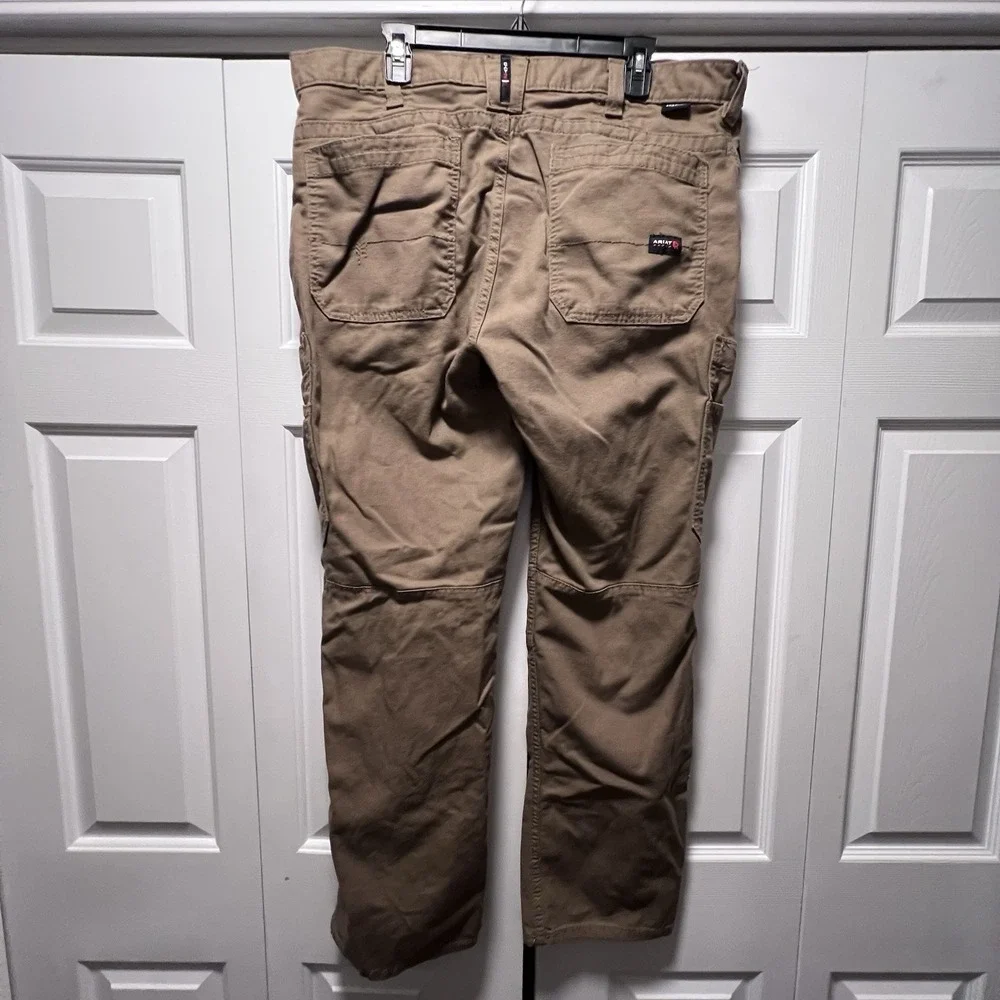 Ariat FR M5 Straight Leg Cargo Pants Mens 38x32 Beige Workwear Flame Resistant